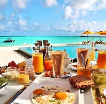 Picture yourself having breakfast and enjoying the beautiful Beach . Yes please !