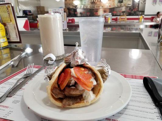 Gyro and chocolate shake