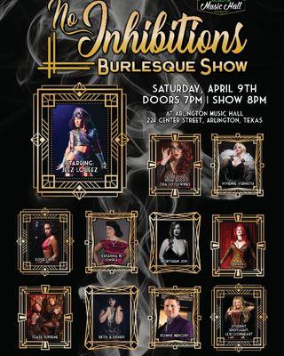 Upcoming Burlesque Show at Arlington Music Hall on Saturday April 9th