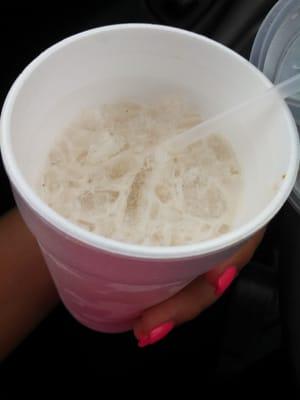 Small horchata from the taco truck by the entrance.