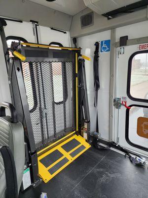 The handicap lift for the Whitley County Transit bus