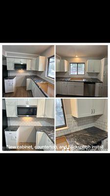 Install of new cabinets, counter top, and back splash