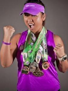 TNT alumna, Brenda Tran, shows off her finisher medals. Go Brenda!