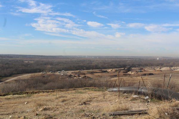 Distant view of the yard below