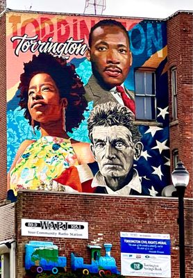 Civil rights mural on side of wapj building 42 river st Torrington, ct