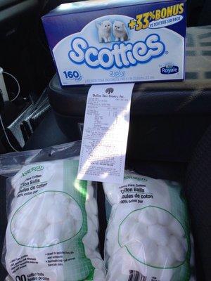 Tissues and Cotton Balls.....