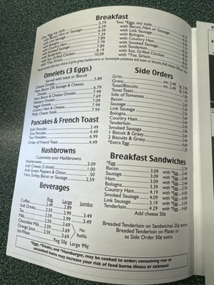 breakfast menu