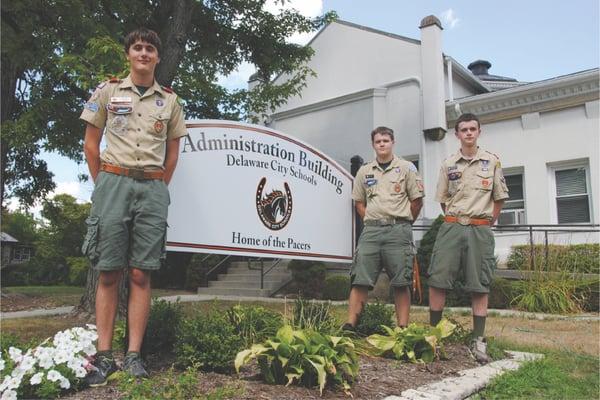 Permanent Wood Sign in the Front of the Delaware City Schools Administrative Offices. Photo Courtesy of the Delaware Gazette.