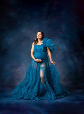 Maternity studio session in couture gown