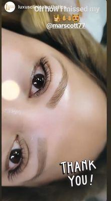 Brown wax and tint plus eyelashes extension fill in 12/2/2019