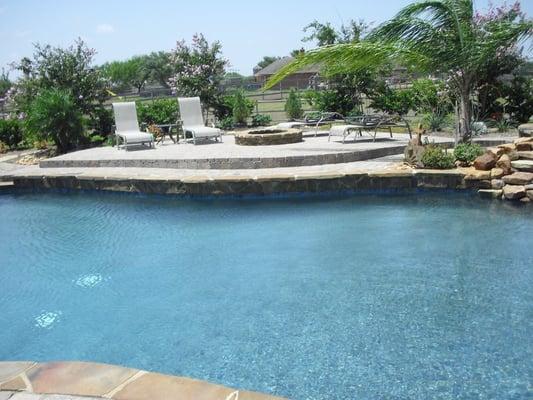 Waterfall and firepit