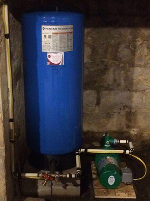 New well jet pump installation with new well tank.