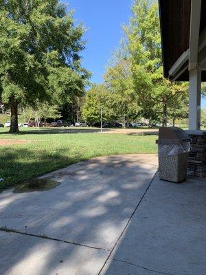 Volleyball court next to playground