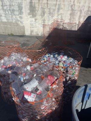 My sorted cans and plastic bottles