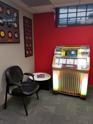 While you're waiting for your session, why not take our 1952 Seeburg Jukebox for s spin!