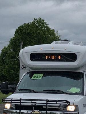 Shuttle from the parking lot to the vaccination center.