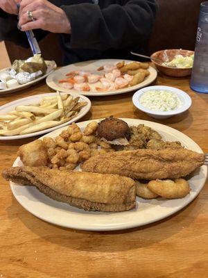 Fried Seafood Platter, Large Boiled Jumbo Shrimp Platter 1/4/2024