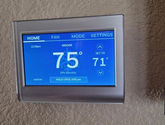 Smart thermostat installation.