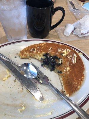 Eggs, turkey sausage and 2 blueberry pancakes!  Couldn't eat it all!