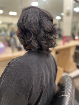 Retouch relaxer deep condition and style