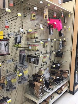 Poorly stocked and disorganized firearm accessories.