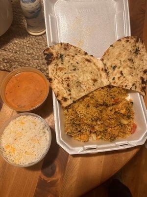 Garlic Kulcha, Chicken Biryani(box), Chicken Tikka Masala