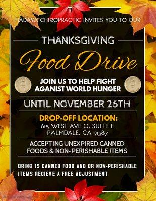 FOOD DRIVE. OFFER VALID  UNTIL 11/26/2019