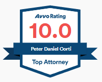 Top Attorney Avvo Rating for Peter D. Corti - 10 out of 10 - Workers Compensation and Personal Injury Law