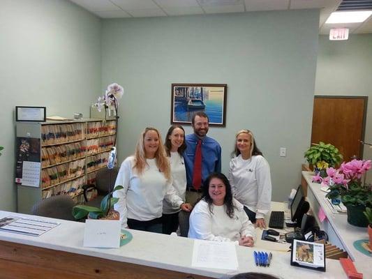 Dr. Fuller & the staff at the Cats Only grand-re-opening party.