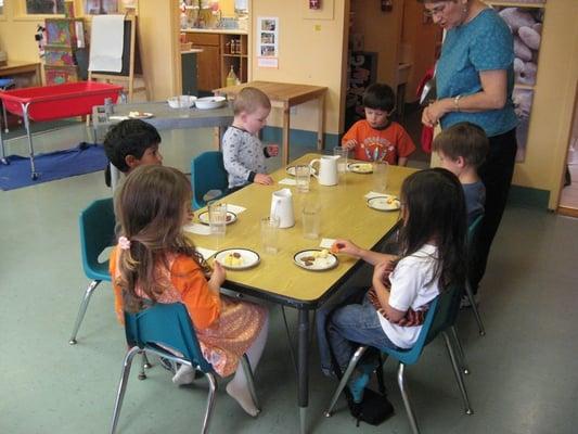 Children enjoying a nutritious, organic snack!