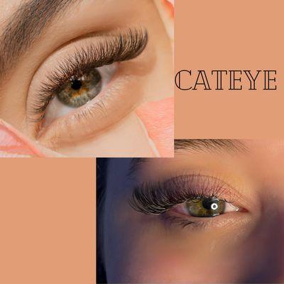 Cateye effect features longer lashes applied on the corners of the eye to make the eye appear longer.