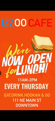 Try our signature Sandwiches. Thursday from 11am-2pm