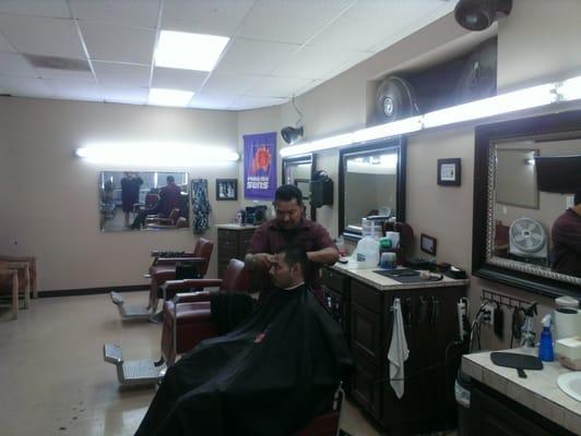 Ismael facio busy at work early great new addition to j and j's barbershop