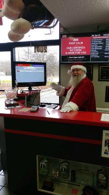 Santa specializes in oil change customer service!