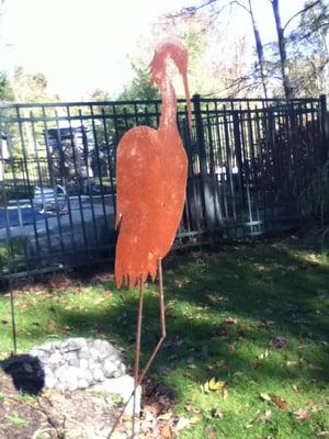 I also create decorative metalwork.  This stork graces one of my client's yards.