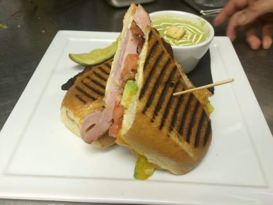 Panini with a pea soup