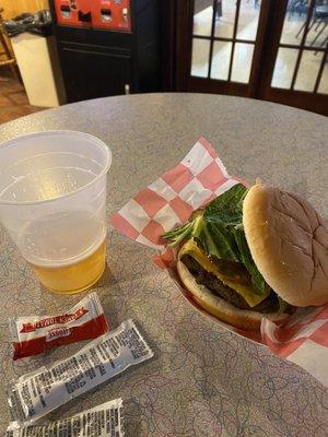 Cheeseburger and Zwickel beer