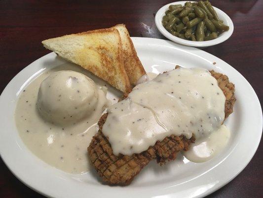 Chicken fried steak. So tender and delicious! And the Texas toast is on point.