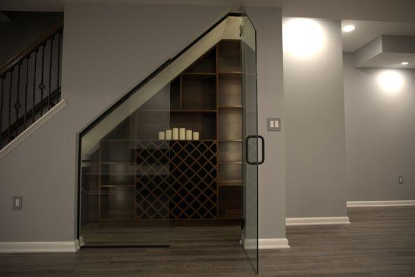 A classy wine storage in one of the basements we finished!