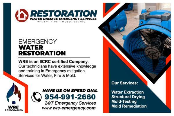 EMERGENCY WATER RESTORATION 
EMERGENCY CALL: (954) 991-2660