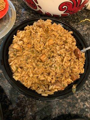 Jambalaya... chicken, sausage and seasoned to perfection!!