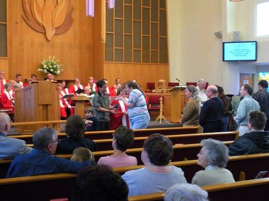 Communion being served