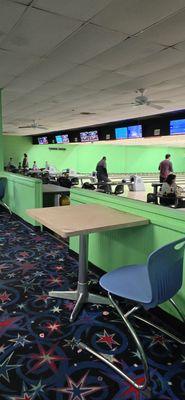 Most of the bowling alley left empty when the state tournament families had to cram into lanes 20-32. Ridiculous!