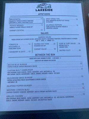 Front of menu