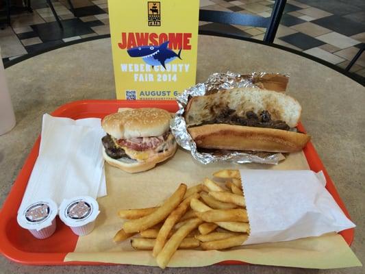 Bacon Cheeseburger Combo and a Cheese Steak