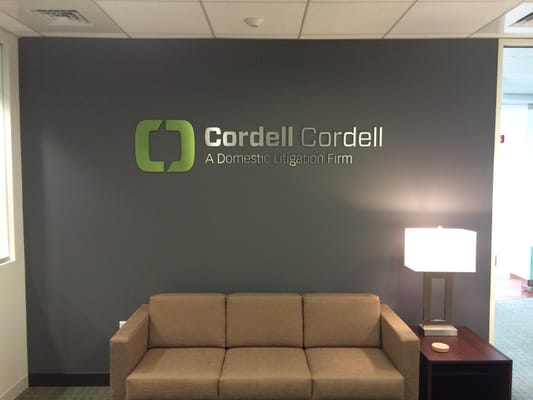 Gorgeous Brushed Laminate sign install in Boston for Cordell Law