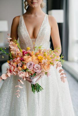 Asymmetrical bridal bouquet