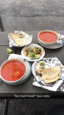 Menudo is a Mexican soup made of tripe. They usually have it on the weekends only.