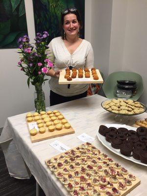 Laetitia holding some French financiers