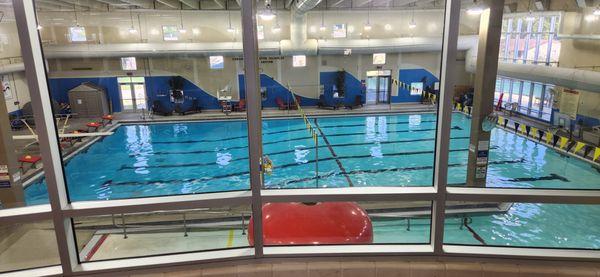 View of the pool from the fitness floor.